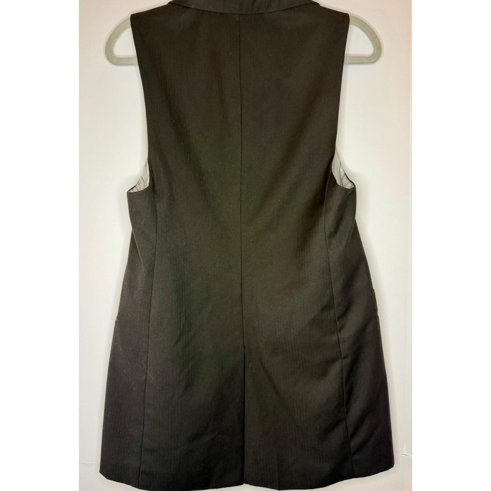 Flying Tomato Long Vest Womens L Black Whimsygoth Satin Trim Tuxedo Waistcoat - Picture 4 of 9
